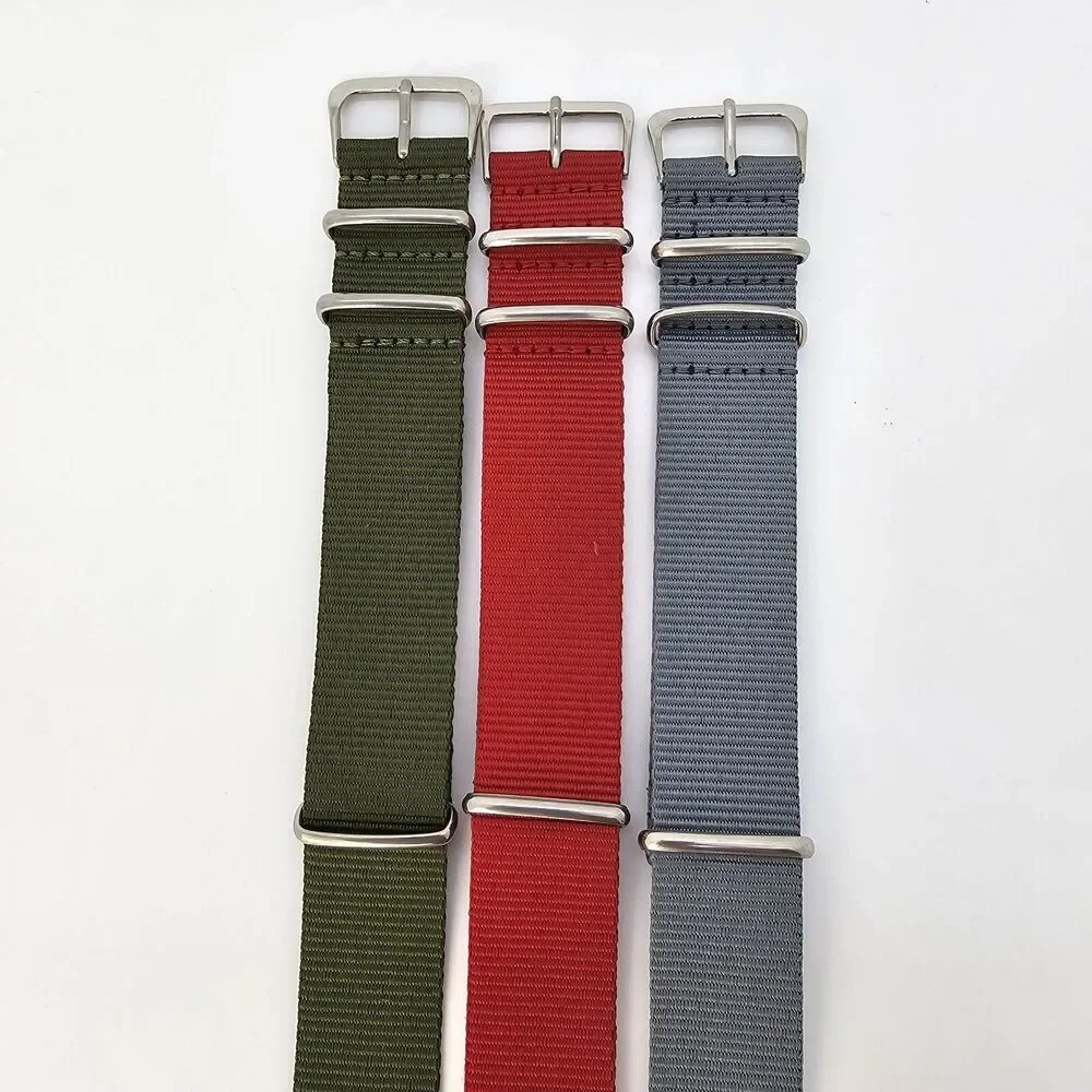 3X 22MM Nylon Canvas Watch Band 1 Piece Strap Green Red Gray‎ Men's Watch Band